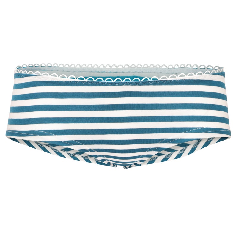 Organic hipster panties teal blue white striped image 1