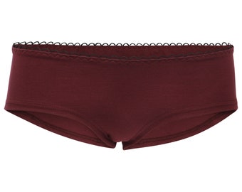 Organic hipster panties aubergine (red)