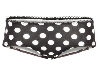 Organic hipster panties huge white dots on black