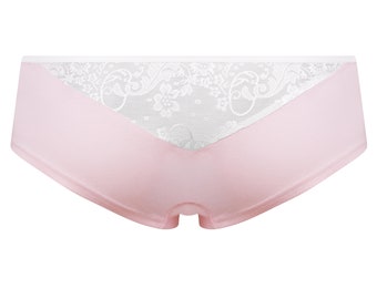 Organic hipster panties Jondel light pink / white lace