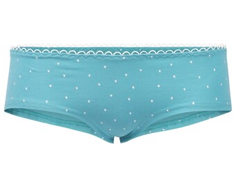 Organic hipster panties glitter dots on mint (blue)