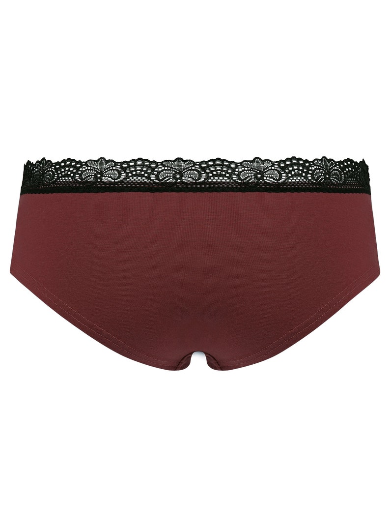 Organic hipster panties Spitze aubergine red image 2