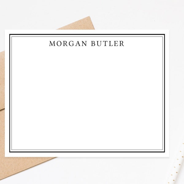 Personalized Modern Stationary Notecards with Border, Customized Graduation Thank you , Bordered Modern Stationery Gift, Correspondence Card