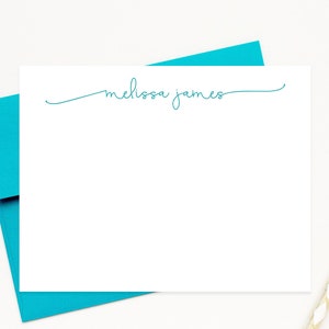 Stretched Scripted Personalized Stationery Note Cards, Flat Cards with Envelopes, Personalized Stationary