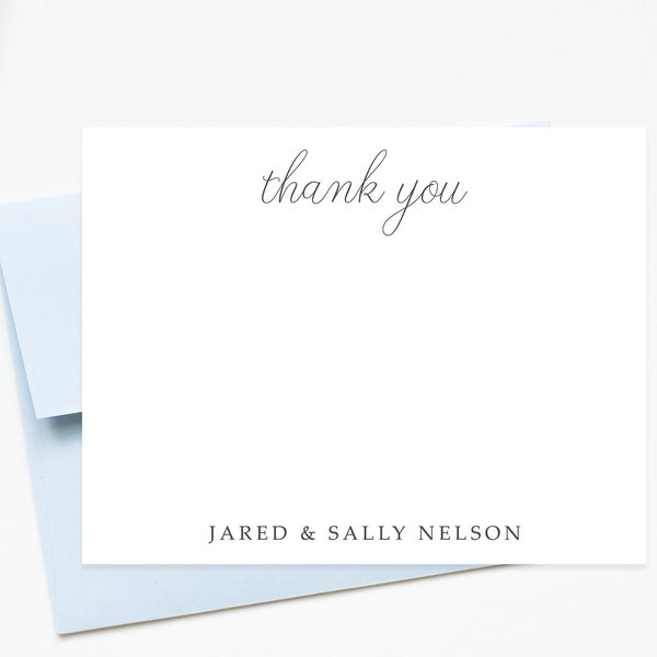 Personalized Thank You Card Wedding Note Card, Thank You Stationery Set, Personalized Gift for Couple, Elegant Script Notecard with Envelope