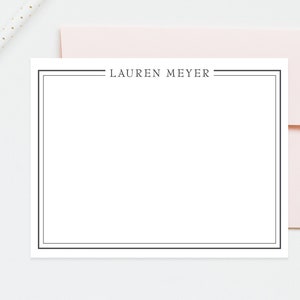 Modern Personalized Stationery Note Cards with Double Border, Small Business Stationery, Thank you Flat Cards, Personalized Letter for Notes