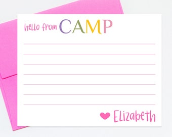 writing paper for letters Personalized Camp Stationery Set For Girls, Custom Stationary with Lines, Cute Summer Notes, Personalized Gift for Girls, Summer Note Cards