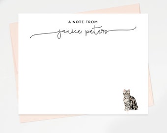 Personalized Cat Stationary, A Note From Custom Notecard Stationary, Cat Lover Stationery, Simple Stationery Cards, Cat Lovers Gift Set