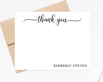 Thank You Personalized Stationery Gift Set, Stationary Flat Cards with Envelopes, Personalized Stationary Notes, Thank You Note Cards