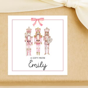 Personalized Pink Nutcracker Christmas Gift Tag for the Holidays, A gift From Calling Card for Gift Giving, Pink Christmas Gift Cards
