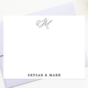 Personalized Elegant Script Stationery Cards Set for Couples, Classic Wedding Thank You Cards with Initials, Card Gift Set with Envelopes