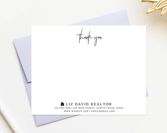 Personalized Realtor Stationery for Business, Custom Thank you Notes for Real Estate, Notecards for Realtor Estate Stationary Note Card Set