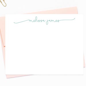 Stretched Scripted Personalized Stationery Note Cards, Flat Cards with Envelopes, Personalized Stationary