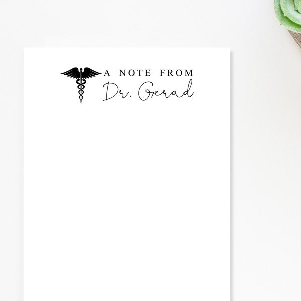 Personalized Medical Caduceus Notepad for Doctor, A note from Notepad, Custom Gift for Doctor Husband, Customized Notepad for Doctor Wife