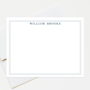 Personalized Border Stationary for Him, Modern Masculine Stationery For Him, A2 Flat Family Notecards Set
