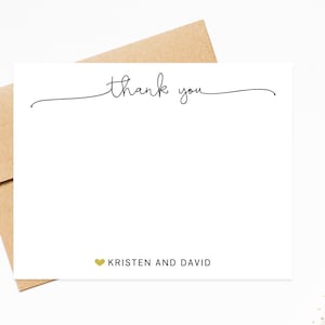 Thank You Couple Personalized Stationery with Envelopes, Elegant Script Thank You Notecards Envelopes, Newlywed Thank you Stationary Set