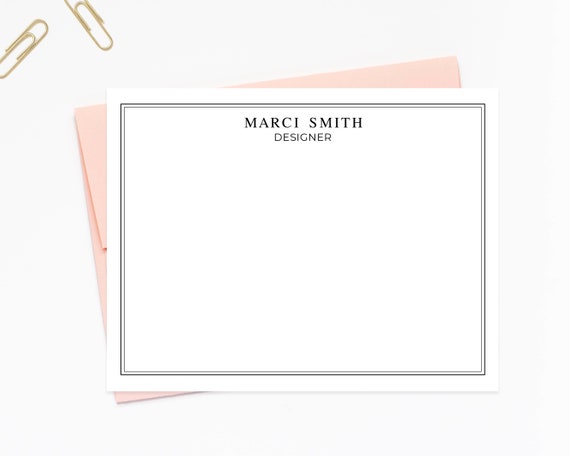  Personalized Note Cards Stationery for Men with Name and Double  Line Border - Custom Stationary Set with Envelopes - Flat A2 Boxed Notecards,  Choose your Colors and Set Size : Handmade Products