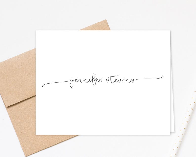 Personalized Folded Stationery Set of 10, Script Stationary Notecards ...
