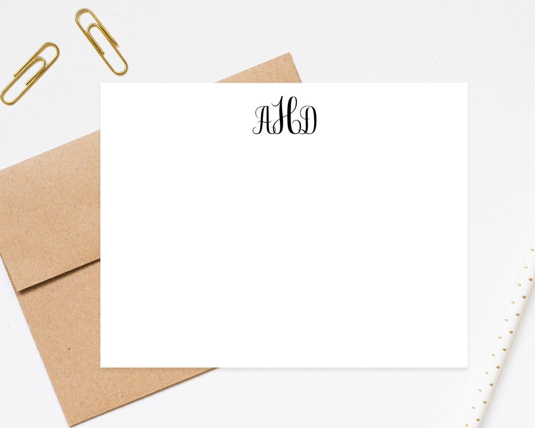 Monogram Initials Personalized Stationery Card Set With Envelopes ...