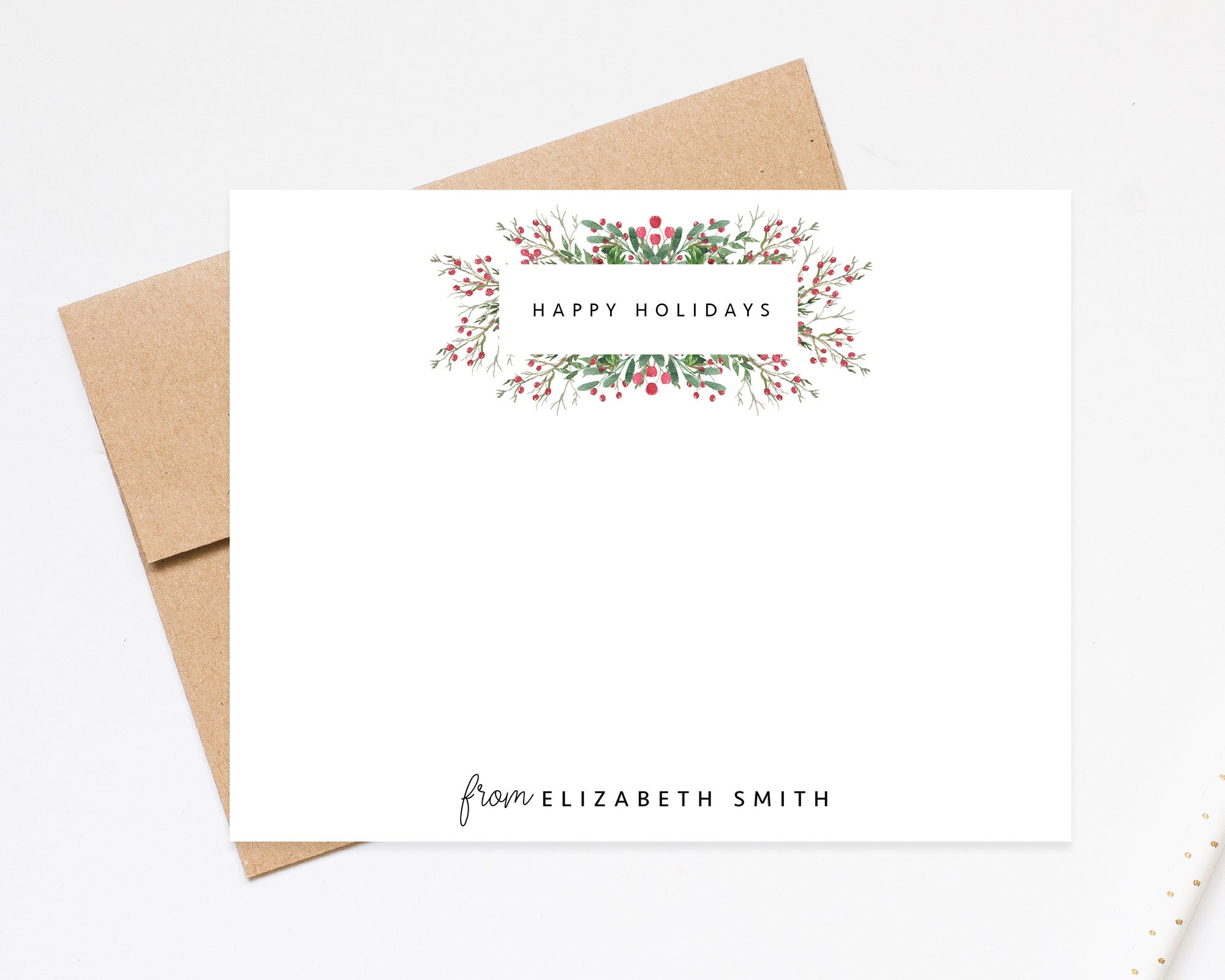 Holiday Note Cards Set for Family, Holiday Card Set, Small Holiday ...