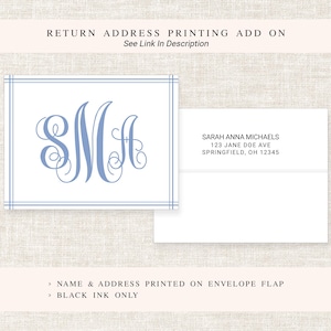 Monogram Stationary And Envelopes, Personalized Folded Thank You Stationery Card, Folded Stationery Notes, Set of 10 Thank you Gift Set afbeelding 7