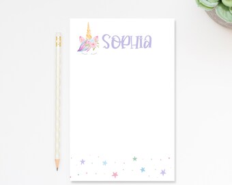 Personalized Colorful To Do List Notepad For Kids, Girls Stationary Set Personalized with Unicorn, Custom Birthday Gift for Children