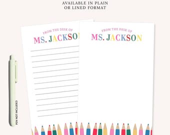 Personalized Colorful Notepad For Teacher, Custom Notepad with Crayons, To Do List Notepad for School End of the Year Appreciation Gift