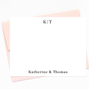 Personalized Stationary Gift For Couples, Modern Notecard Set with Simple Design, Newlyweds Note Cards and Envelopes, Thank You Stationery