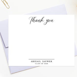 Personalized Thank You Notecards for Graduation, Custom Stationary Grad 2026, Thank You Stationery Set with Envelopes, Congrats Grad Notes