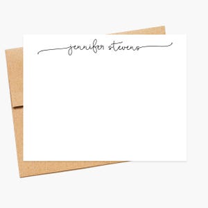 Script Personalized Stationery Cards set, Flat Notecards, Personalized Stationary Card Set Flat Note Cards and Envelopes, Flat Cards