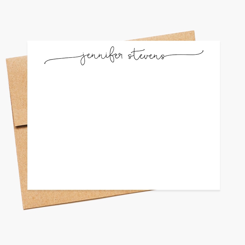 Script Personalized Stationery Cards set, Flat Notecards, Personalized Stationary Card Set Flat Note Cards and Envelopes, Flat Cards zdjęcie 8