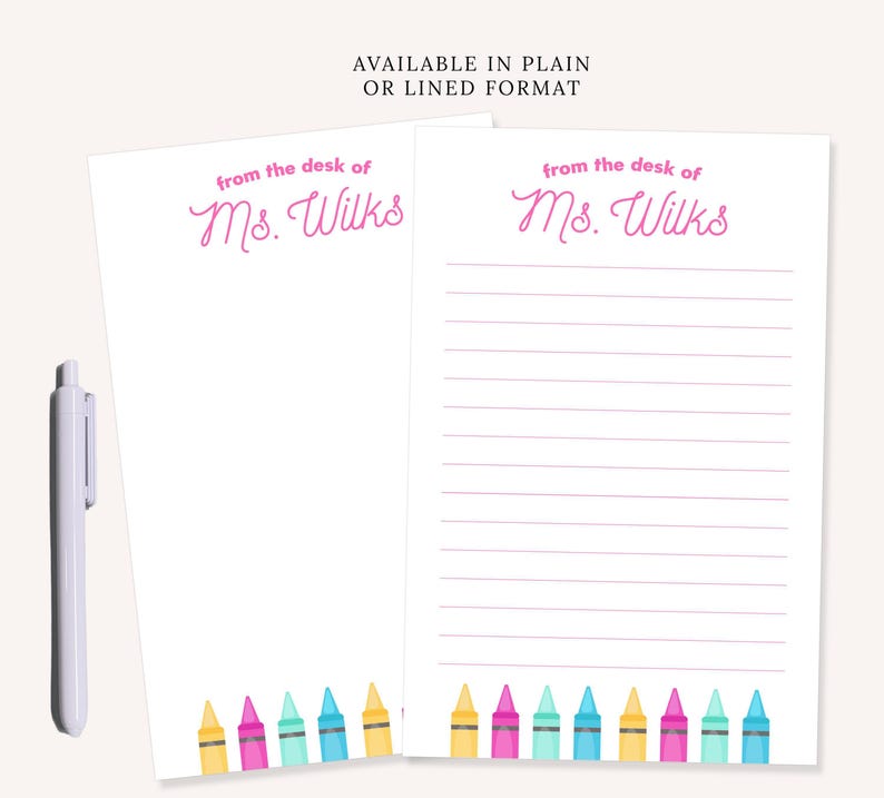 Personalized Notepad with For Art Teacher, Custom Notepad with Crayons, To Do List Notepad for School End of the Year Appreciation Gift image 4