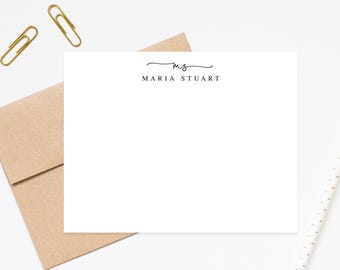 Monogram Script Personalized Stationery, Preppy Stationery Notecard, Modern Monogram Set Business, Unisex Stationery, Initials Stationery