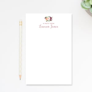 Personalized Floral Notepad, Floral Notepad with Flowers, Custom Gift, Personalized Notepads for Her, Woman's Notepad, Customized Notepad