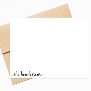 Gift for Family Card Set, Calligraphy Stationary, Stationery Personalized, Custom Stationery, Gift for Family Stationary Set, Flat notecard