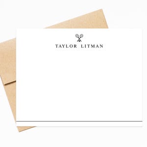 Tennis Racket Personalized Stationery Note, Preppy Stationary For, Royal Tennis Thank you Cards, Personalized Notecards, Gift for Family
