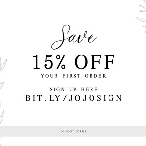 a promotional message for a 15% discount on the first order of a product, along with instructions to sign up for the product.
