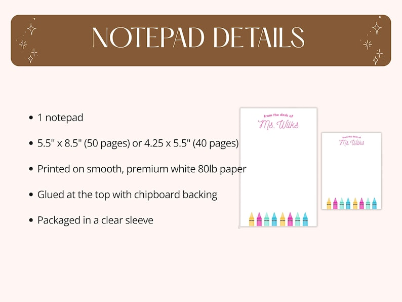 Personalized Notepad with For Art Teacher, Custom Notepad with Crayons, To Do List Notepad for School End of the Year Appreciation Gift image 3