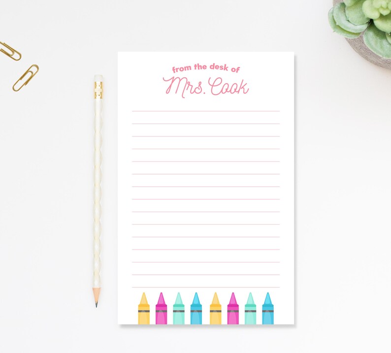 Personalized Notepad with For Art Teacher, Custom Notepad with Crayons, To Do List Notepad for School End of the Year Appreciation Gift image 8