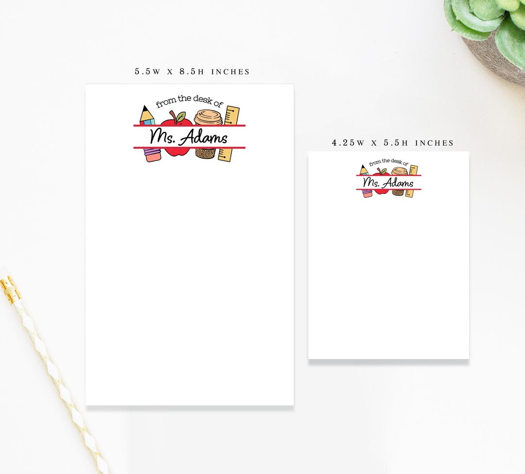 Personalized Notepad for Teacher Appreciation, Back to School End of ...