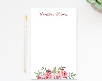 Personalized Notepads For Women, Personalized Gifts For Mom, Stationery Writing Pad, Personalized Notepads For Teacher, Floral Notepad