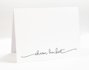 Personalized Stationery, Personalized Folded Greeting Notecards Set, Minimalist Greeting Cards, Set of 10 Folded Cards Stationary, Thank you
