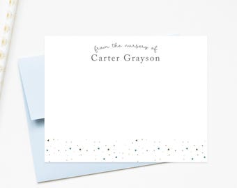 Personalized Baby Shower Stationery With Stork, Baby Invitation Notecards With Stork, Cute Baby Stationary,  Thank You Custom Stationary