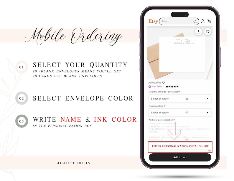Simple Modern Personalized Stationery Note Cards, Stationary Flat Cards with Envelopes, Personalized Stationary for Family image 6