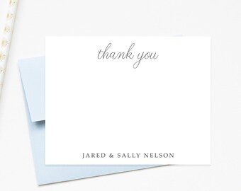 Personalized Thank You Card Wedding Note Card, Thank You Stationery Set, Personalized Gift for Couple, Elegant Script Notecard with Envelope