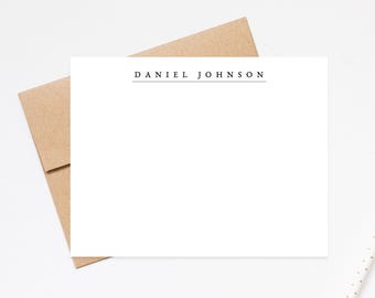 Modern Simplicity Personalized Stationery Note Cards, Stationary Flat Cards with Envelopes, Personalized Stationary