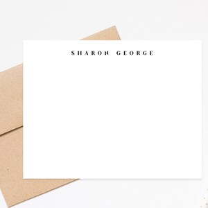 Minimal Stationery Card, Clean Bold Personalized Stationery Note Cards, Stationary Flat Cards with Envelopes, Unisex Designer Stationery,