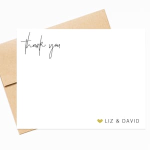 Personalized Stationery for Couple with Heart, Envelopes, Thank You Personal Stationary, Modern Thank You Card Gift Set, Newlywed Stationary