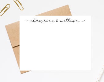 Personalized Script Custom Stationery Cards set, Notecard Gift for Couples, Notecards for Bride and Groom, Stationary Personalized Couple