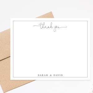 Personalized Thank you Stationery, Bordered Stationary Note, Minimalist Stationery card and envelope set, Personalized thank you notecard